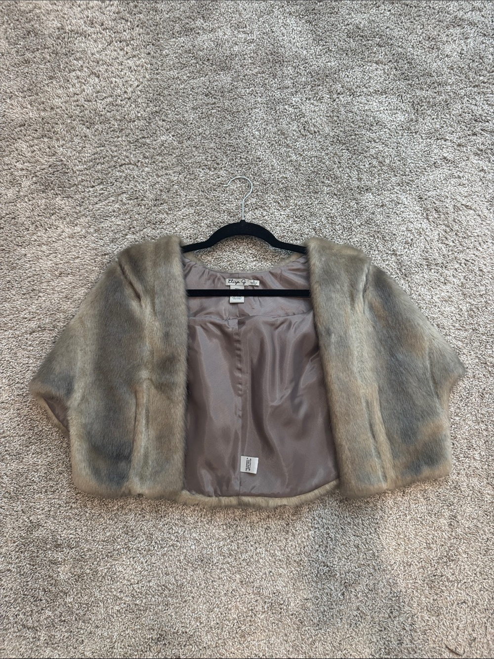 Eliza J Taupe Faux Fur Capelet